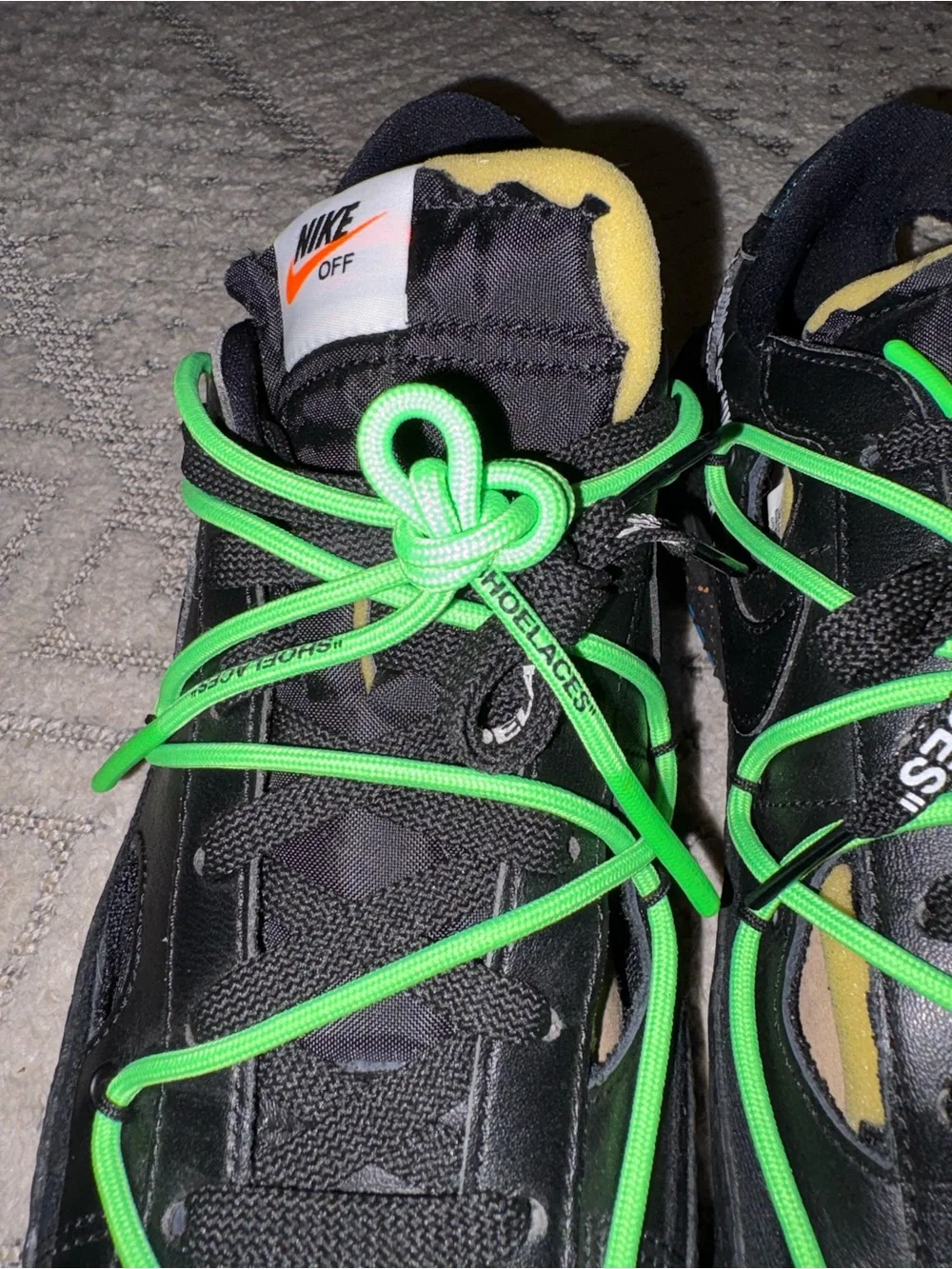 NIKE x Off White Blazer Low x Off-White Black and Electro Green Mens 11.5